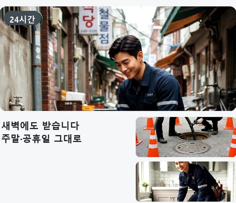 서울 서대문구 북아현동 싱크대막힘 야간 출동 현장 작업 사진 - 배관해결사