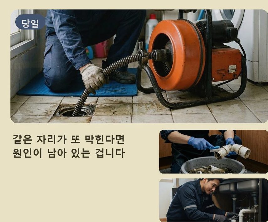고양시덕양구 북한동 배수구막힘 원인 진단 현장 작업 사진 - 배관해결사