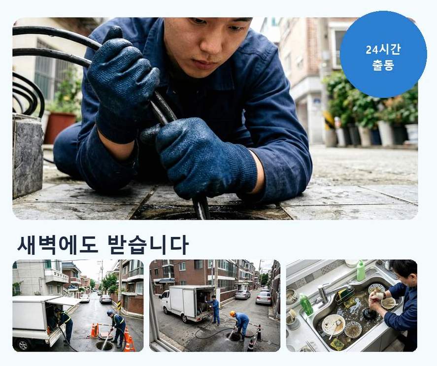 고양시덕양구 삼송동 배수구막힘 뚫음 현장 작업 사진 - 배관해결사