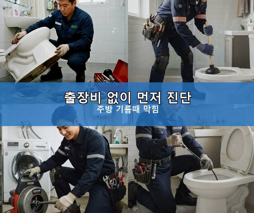 용인시기흥구 상갈동 배수구막힘 원인 진단 현장 작업 사진 - 배관해결사