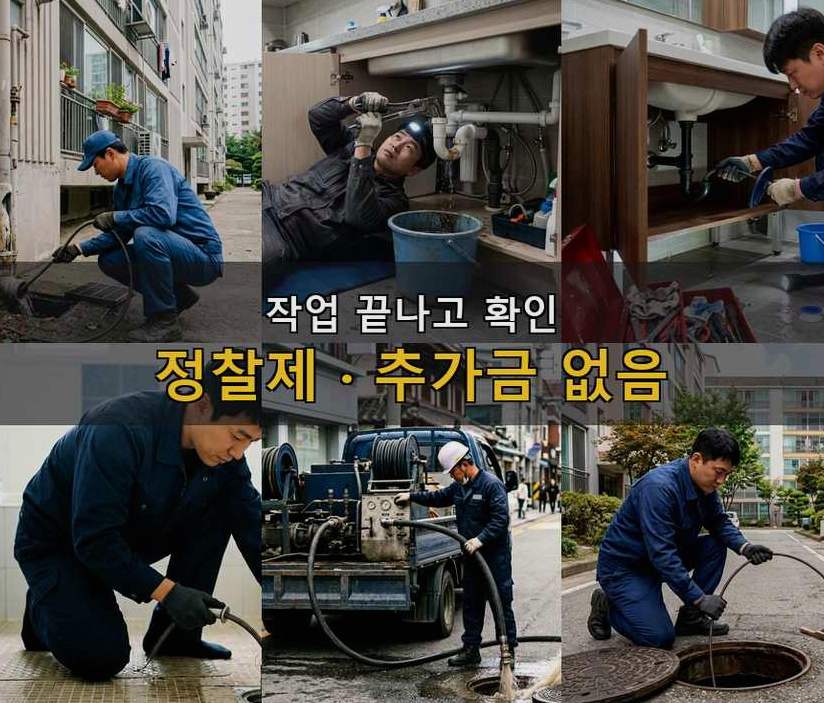 서울 노원구 상계동 세면대막힘 비용 현장 작업 사진 - 배관해결사