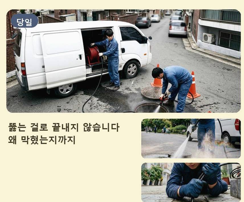 하남시 상사창동 배수구막힘 긴급출동 현장 작업 사진 - 배관해결사