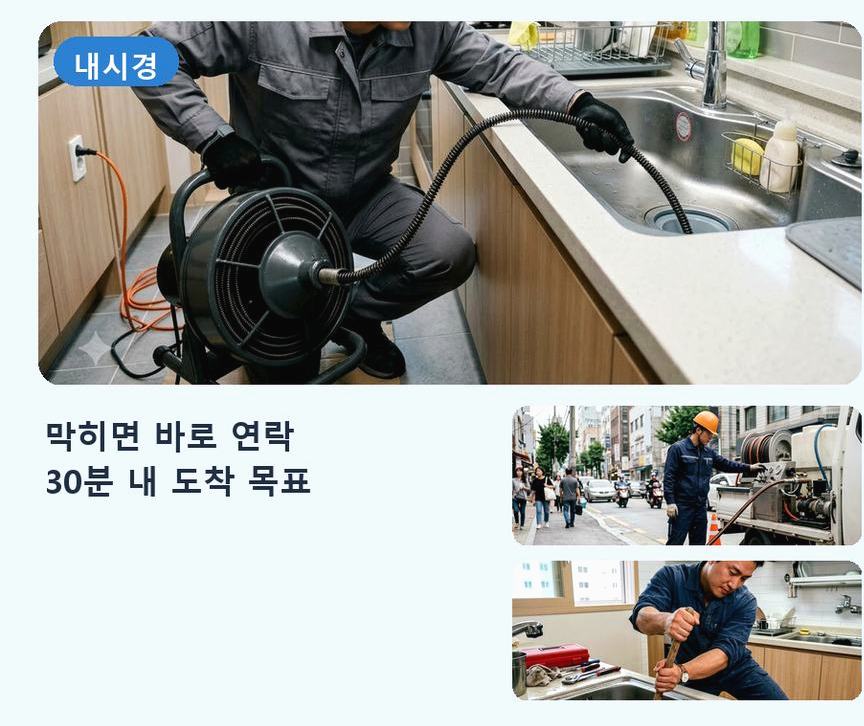 하남시 상산곡동 배수구막힘 당일 처리 현장 작업 사진 - 배관해결사