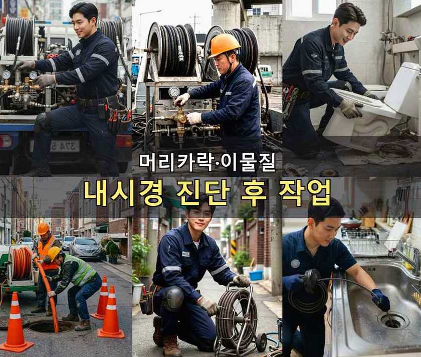서울 성북구 석관동 배수구막힘 뚫음 현장 작업 사진 - 배관해결사