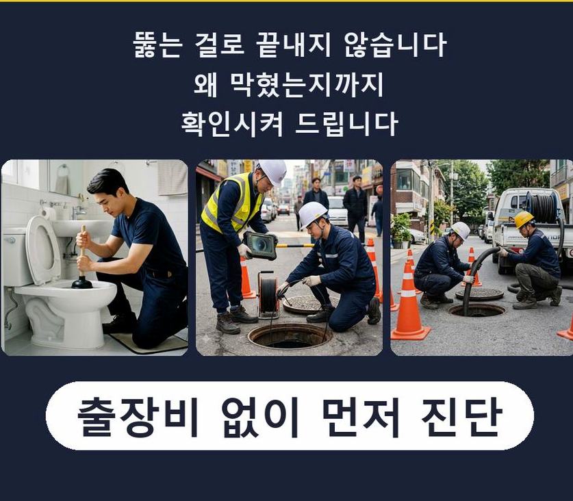 광명시 소하동 배수구막힘 뚫음 현장 작업 사진 - 배관해결사