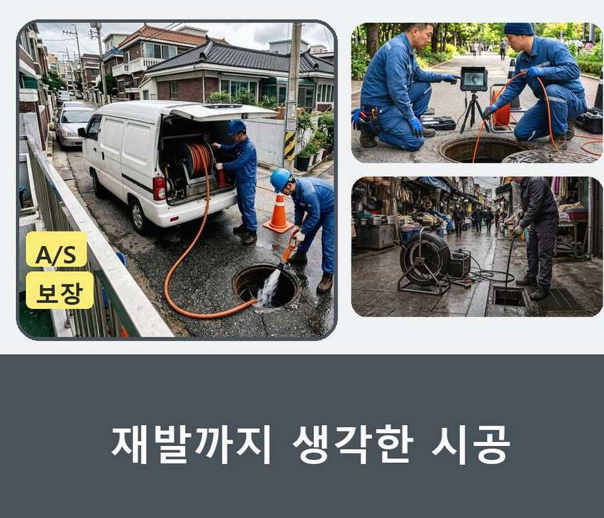 포천시 소흘읍고모리 배수구막힘 뚫음 현장 작업 사진 - 배관해결사