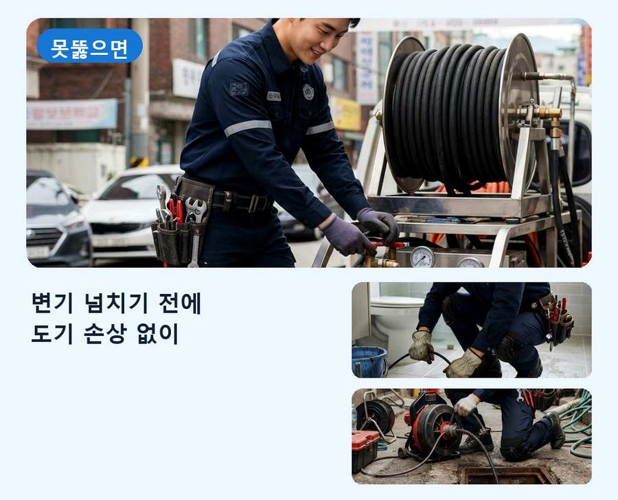 광주시 송정동 배수구막힘 당일 처리 현장 작업 사진 - 배관해결사