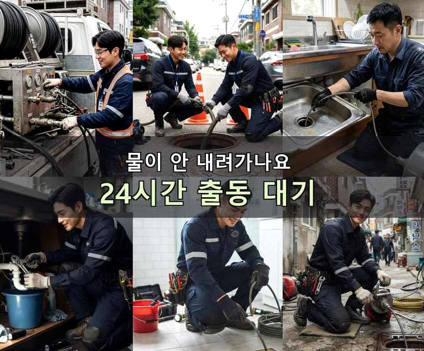 서울 금천구 시흥동 배관청소 비용 현장 작업 사진 - 배관해결사