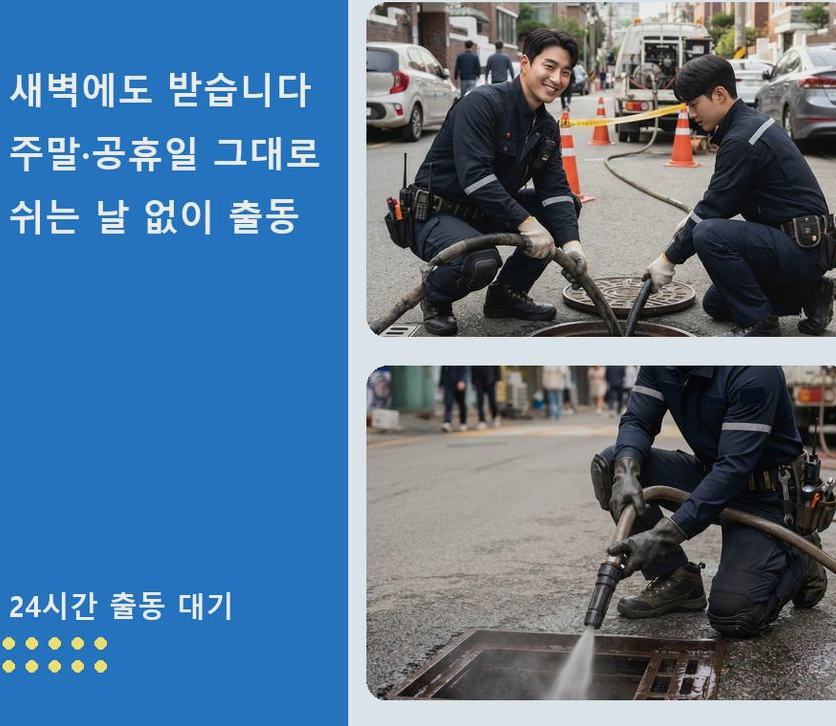 서울 금천구 시흥동 베란다 배수구막힘 비용 현장 작업 사진 - 배관해결사