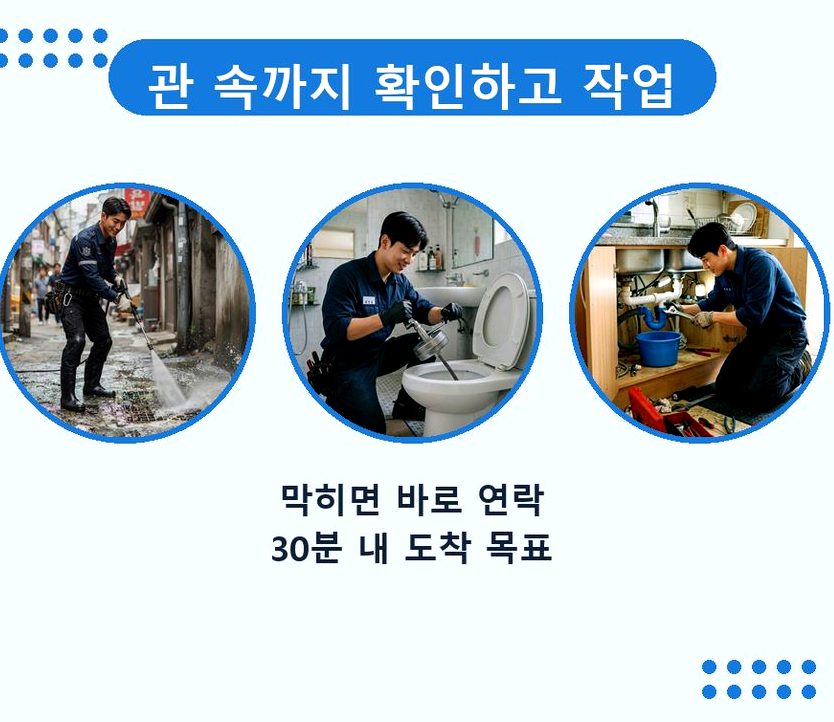 서울 금천구 시흥동 주방 하수구막힘 야간 출동 현장 작업 사진 - 배관해결사