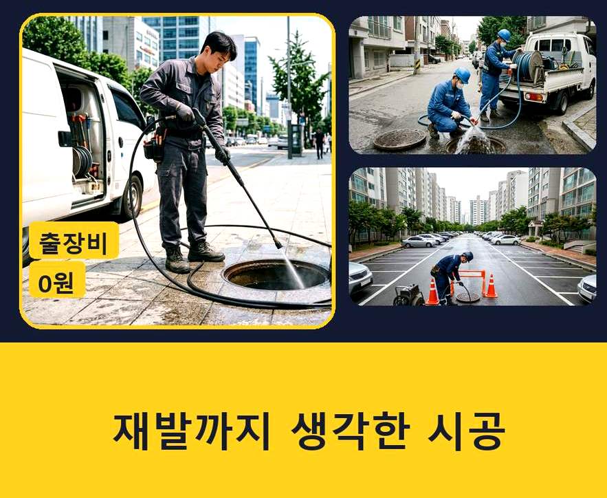 서울 금천구 시흥동 화장실 하수구막힘 야간 출동 현장 작업 사진 - 배관해결사
