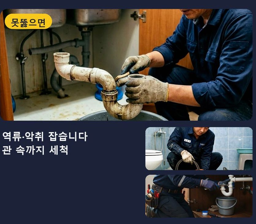 의정부시 신곡동 하수구막힘 출장비 무료 현장 작업 사진 - 배관해결사