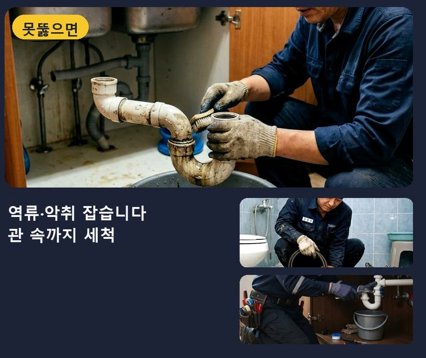 서울 영등포구 양화동 하수구막힘 업체 현장 작업 사진 - 배관해결사