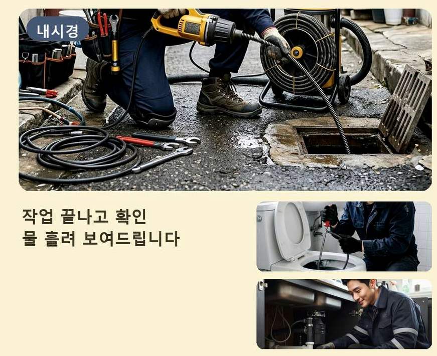 광주시 역동 배수구막힘 원인 진단 현장 작업 사진 - 배관해결사