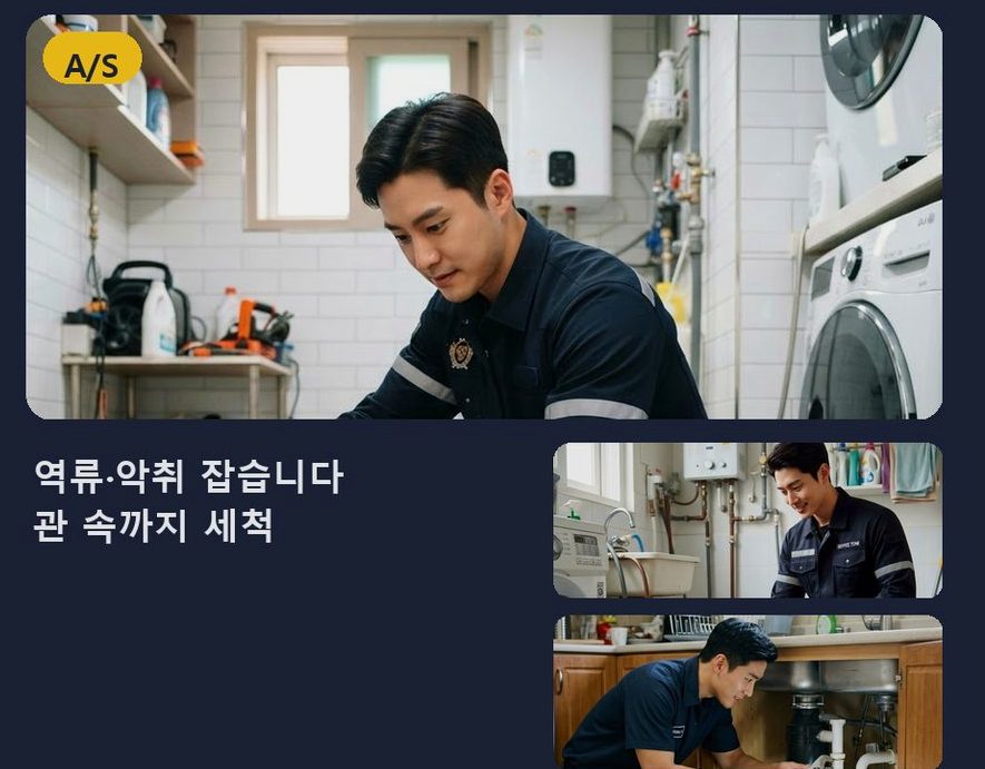 포천시 영북면대회산리 싱크대막힘 야간 출동 현장 작업 사진 - 배관해결사
