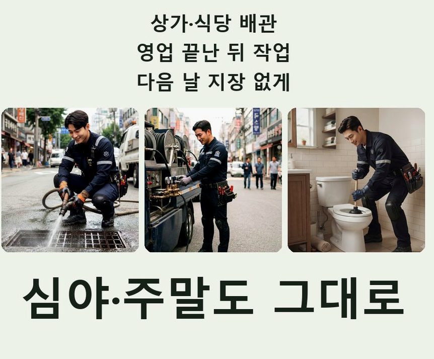 서울 서대문구 영천동 하수구막힘 야간 출동 현장 작업 사진 - 배관해결사