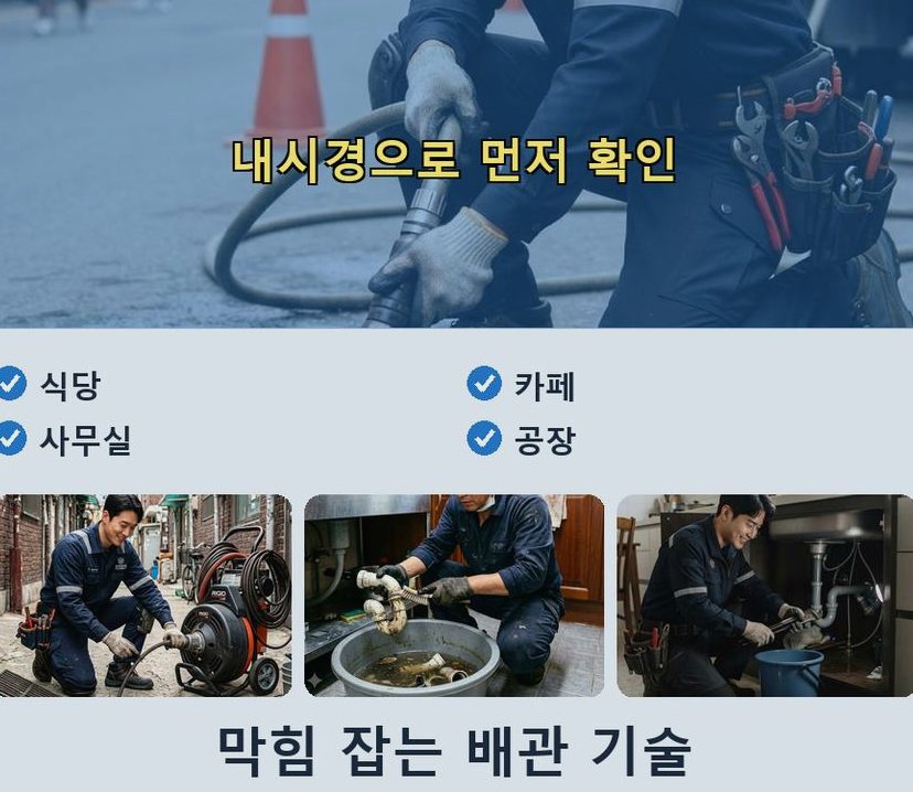 부천시오정구 오정동 배수구막힘 긴급출동 현장 작업 사진 - 배관해결사