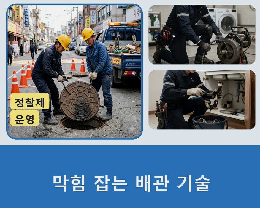 부천시오정구 오정동 하수구막힘 전문 업체 현장 작업 사진 - 배관해결사