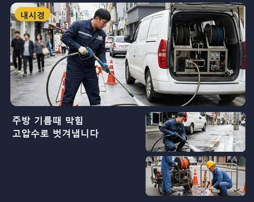 의정부시 용현동 배수구막힘 가격 안내 현장 작업 사진 - 배관해결사
