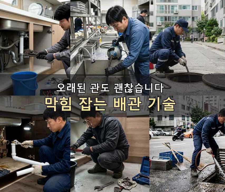 부천시오정구 원종동 배수구막힘 당일 처리 현장 작업 사진 - 배관해결사