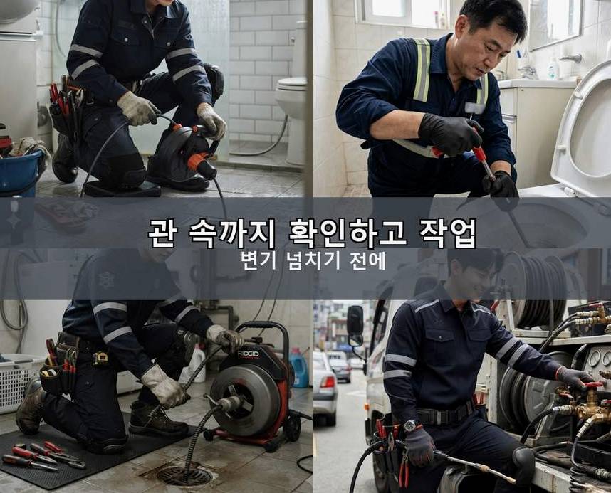 수원시영통구 원천동 배수구막힘 당일 처리 현장 작업 사진 - 배관해결사