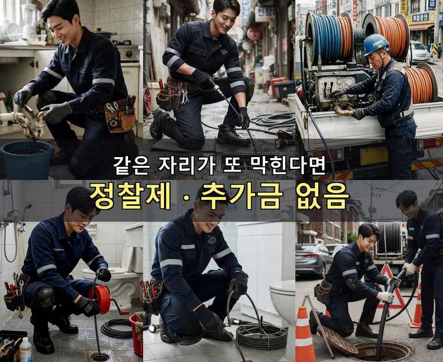서울 노원구 월계동 욕실 배수구막힘 전문 업체 현장 작업 사진 - 배관해결사