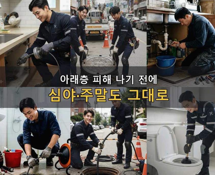 광명시 일직동 변기막힘 원인 진단 현장 작업 사진 - 배관해결사