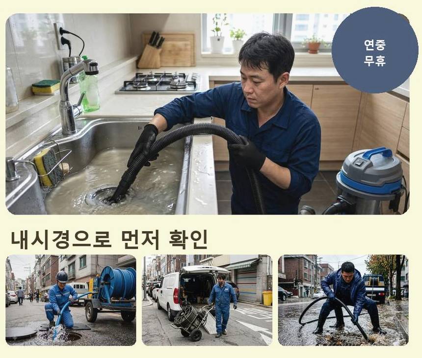 포천시 자작동 싱크대막힘 출장비 무료 현장 작업 사진 - 배관해결사