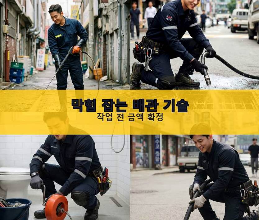 서울 동대문구 장안동 배수구막힘 뚫음 현장 작업 사진 - 배관해결사