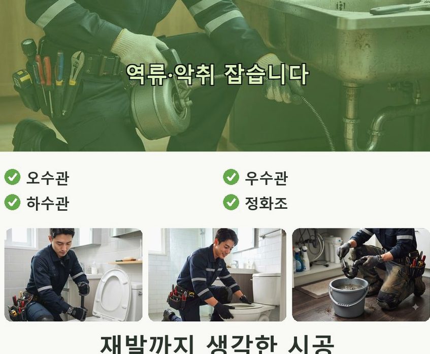 의정부시 장암동 변기막힘 가격 안내 현장 작업 사진 - 배관해결사