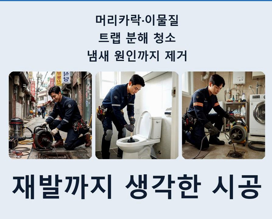 서울 성북구 정릉동 배수구막힘 가격 안내 현장 작업 사진 - 배관해결사