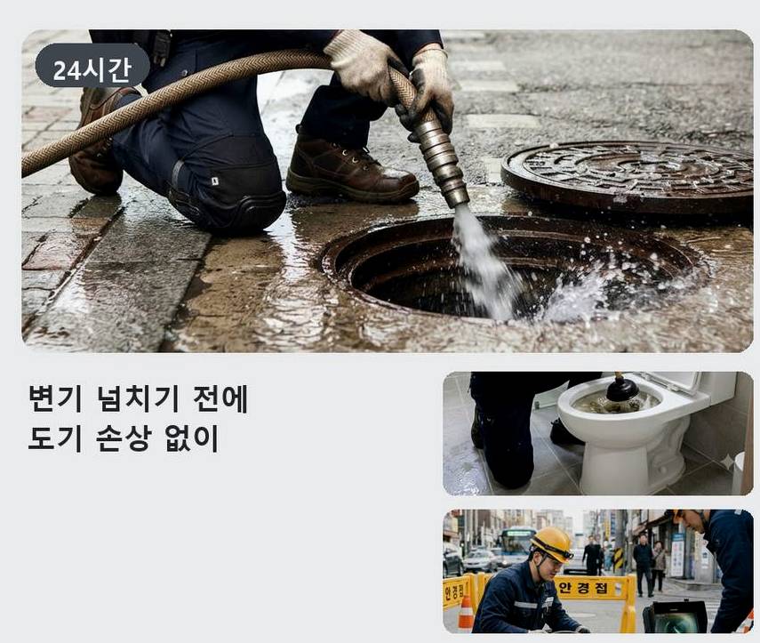 서울 노원구 중계동 배수구막힘 뚫음 현장 작업 사진 - 배관해결사
