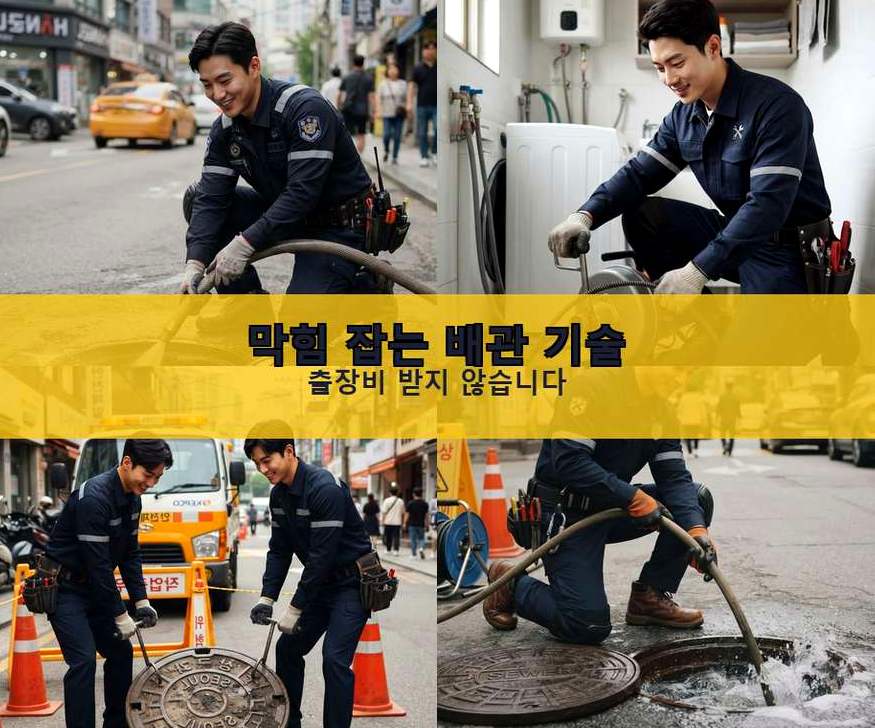 의왕시 청계동 하수구막힘 출장비 무료 현장 작업 사진 - 배관해결사