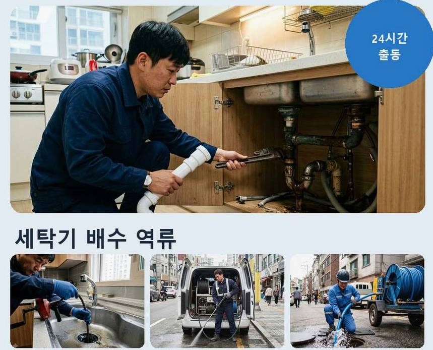 서울 노원구 하계동 배수구막힘 긴급출동 현장 작업 사진 - 배관해결사