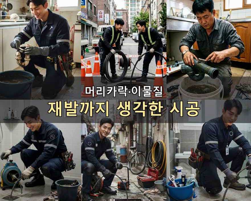 수원시영통구 하동 변기막힘 긴급출동 현장 작업 사진 - 배관해결사
