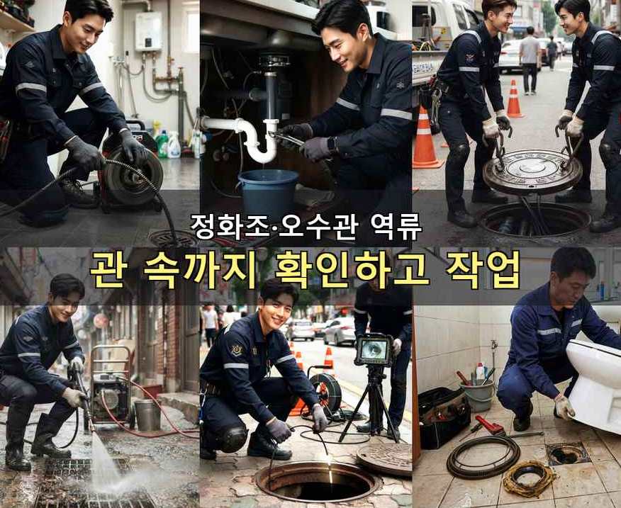 동두천시 하봉암동 배수구막힘 뚫음 현장 작업 사진 - 배관해결사