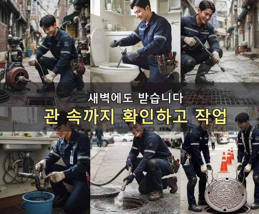 의정부시 호원동 변기막힘 원인 진단 현장 작업 사진 - 배관해결사