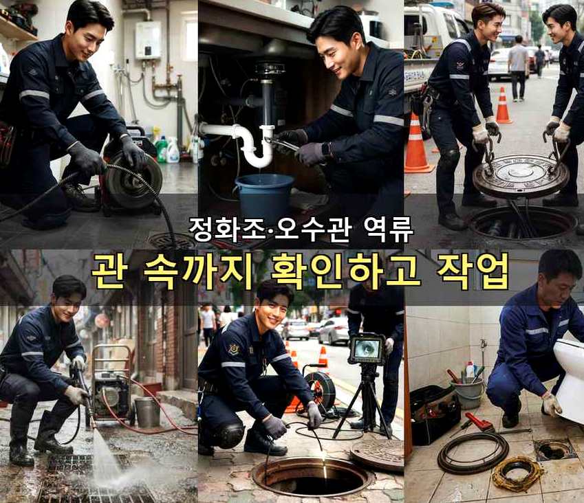 서울 동대문구 휘경동 배수구막힘 원인 진단 현장 작업 사진 - 배관해결사