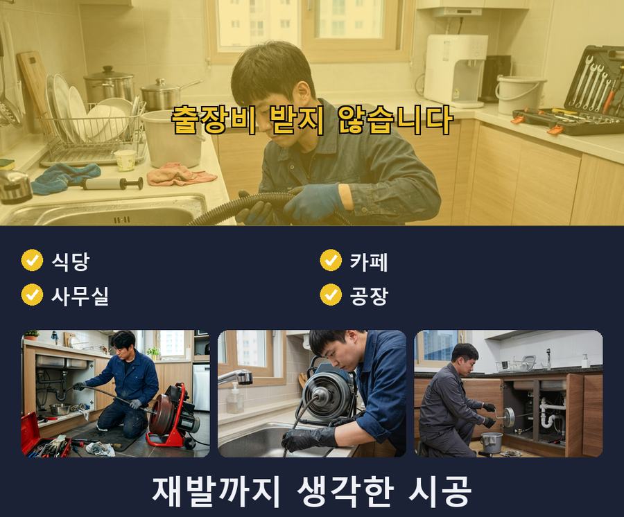 화성시비봉면구 포리 변기막힘 고압세척·관통 작업 모습