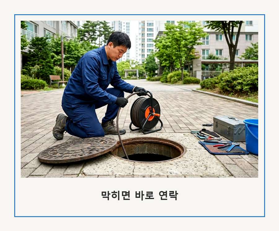 서구시 천동 오수관막힘 고압세척·관통 작업 모습