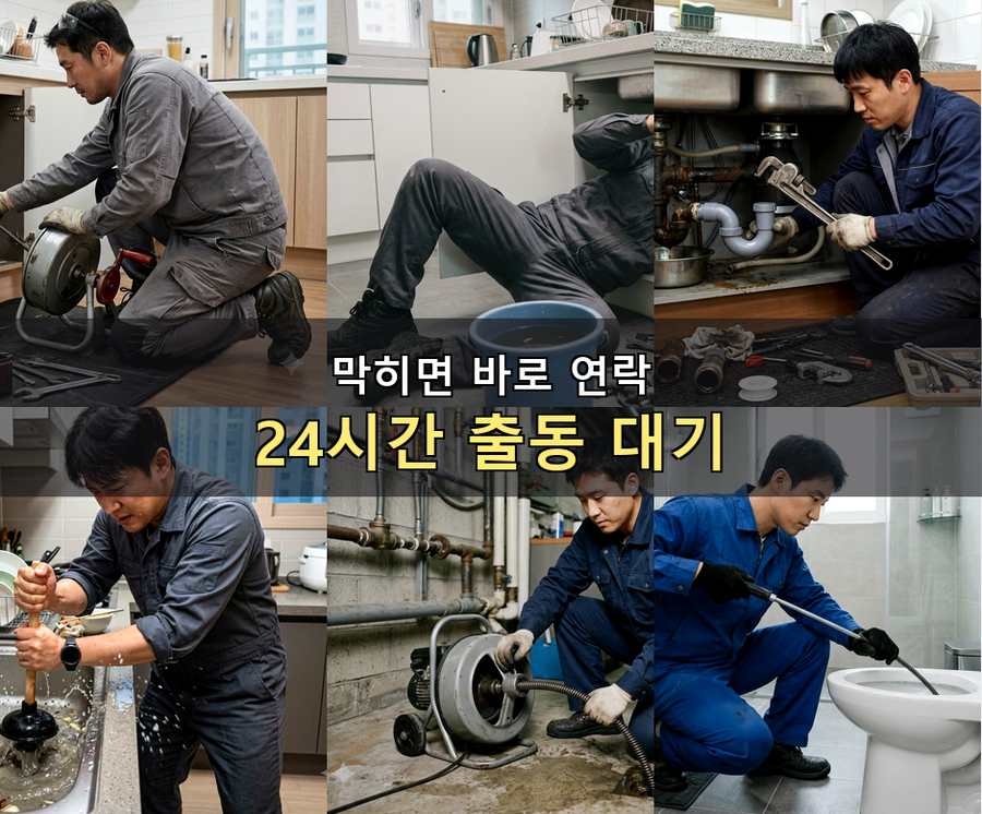 의정부시 가능동 하수구막힘 전문 업체 현장 작업 사진 - 배관해결사