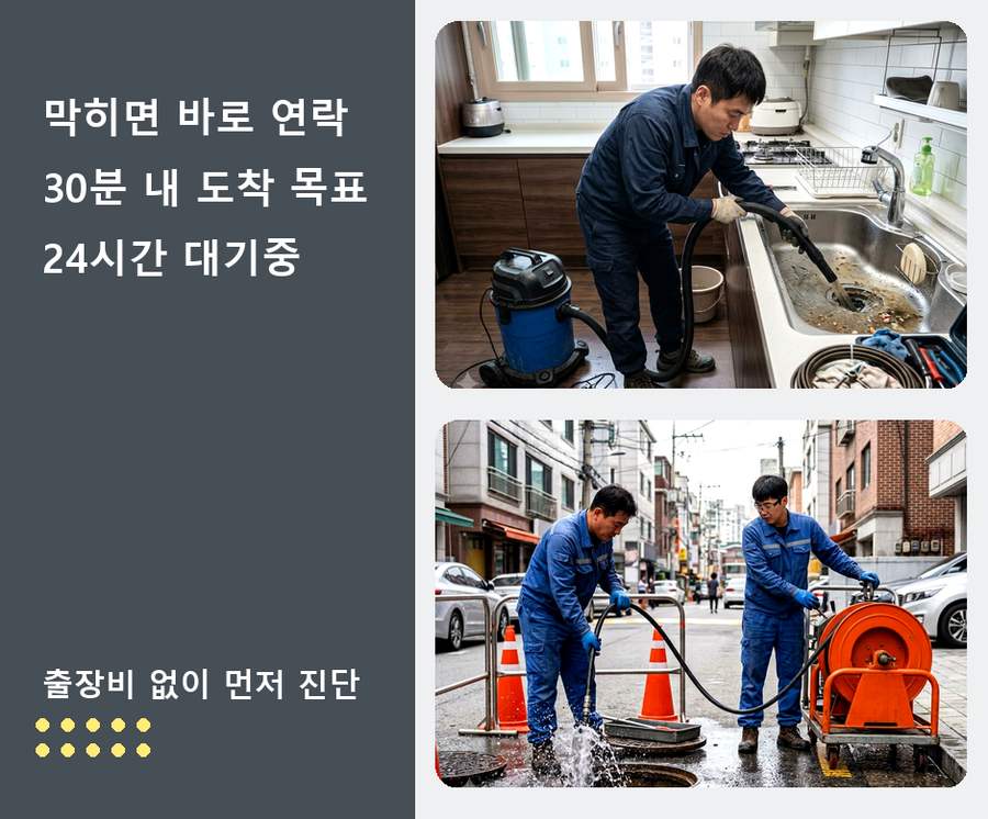 서울 동대문구 답십리동 변기막힘 원인 진단 현장 작업 사진 - 배관해결사
