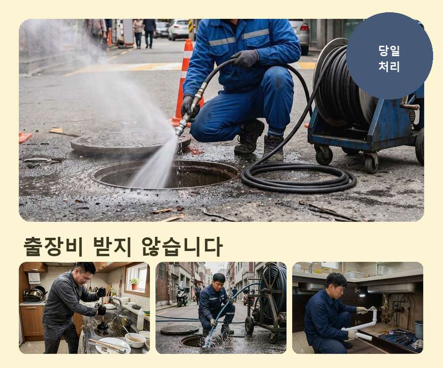 의정부시 고산동 싱크대막힘 24시 출동 현장 작업 사진 - 배관해결사