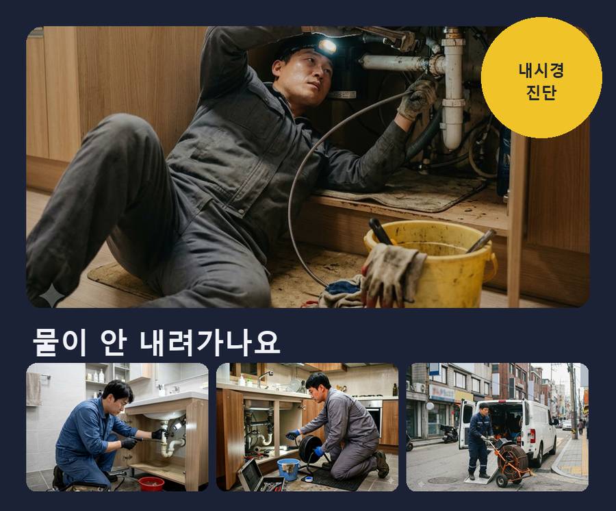 광진구군 자동 하수구막힘 고압세척·관통 작업 모습