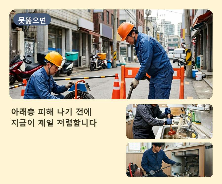화성시 기산동 변기막힘 고압세척·관통 작업 모습