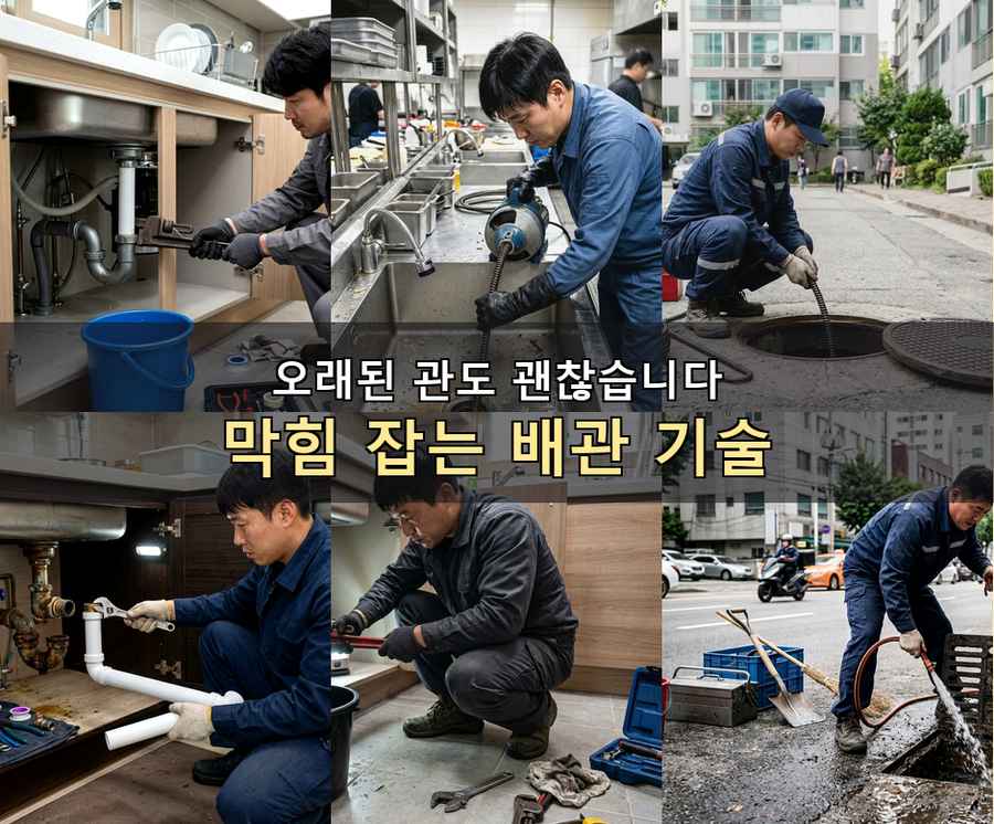 용인시기흥구 공세동 변기막힘 고압세척·관통 작업 모습