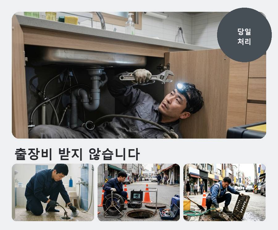 용인시기흥구구 갈동 고압세척 빠른 해결 현장 작업 사진 - 배관해결사