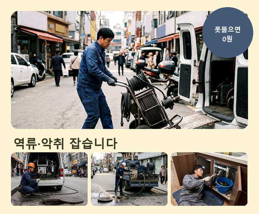수원시팔달구 교동 배수구막힘 가격 안내 현장 작업 사진 - 배관해결사