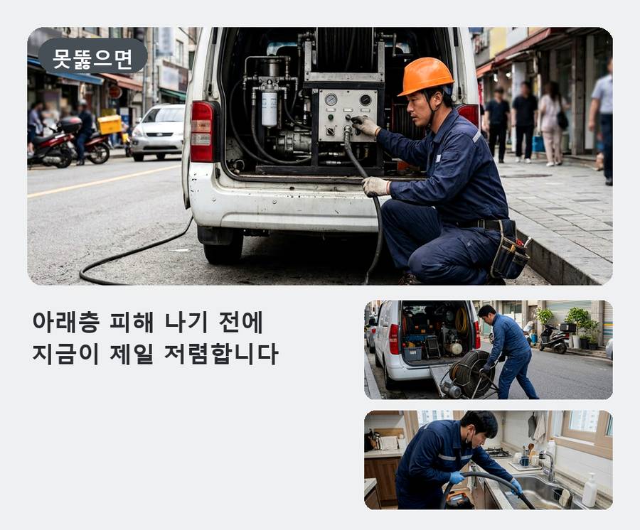 오산시 가수동 변기막힘 뚫음 현장 작업 사진 - 배관해결사
