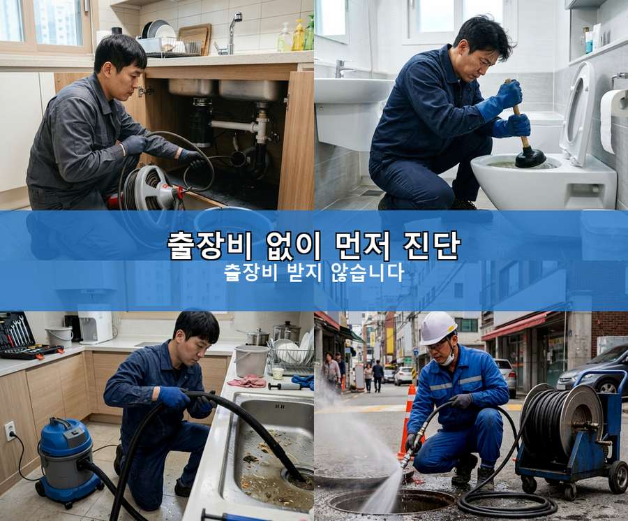 의정부시 고산동 하수구막힘 출장비 무료 현장 작업 사진 - 배관해결사
